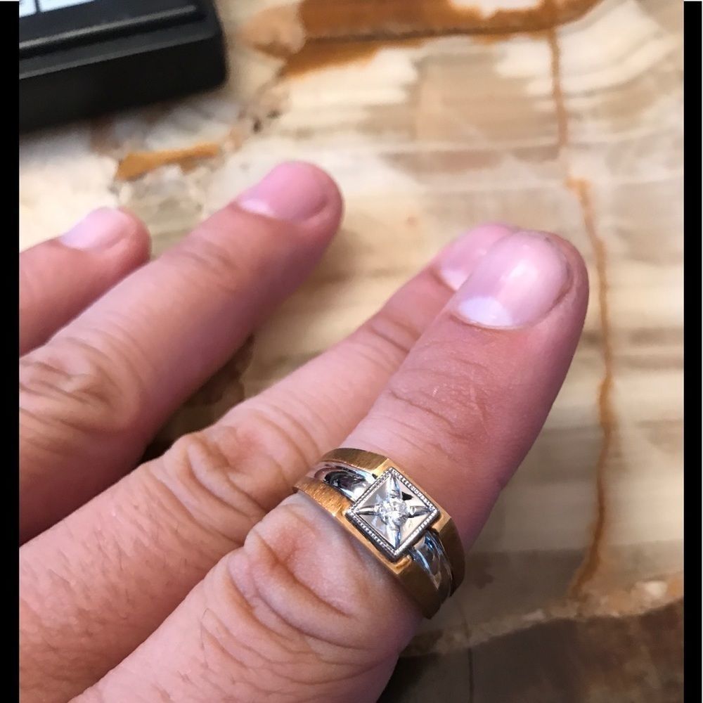 14K Solid Yellow/White Gold Diamond Ring 10.25